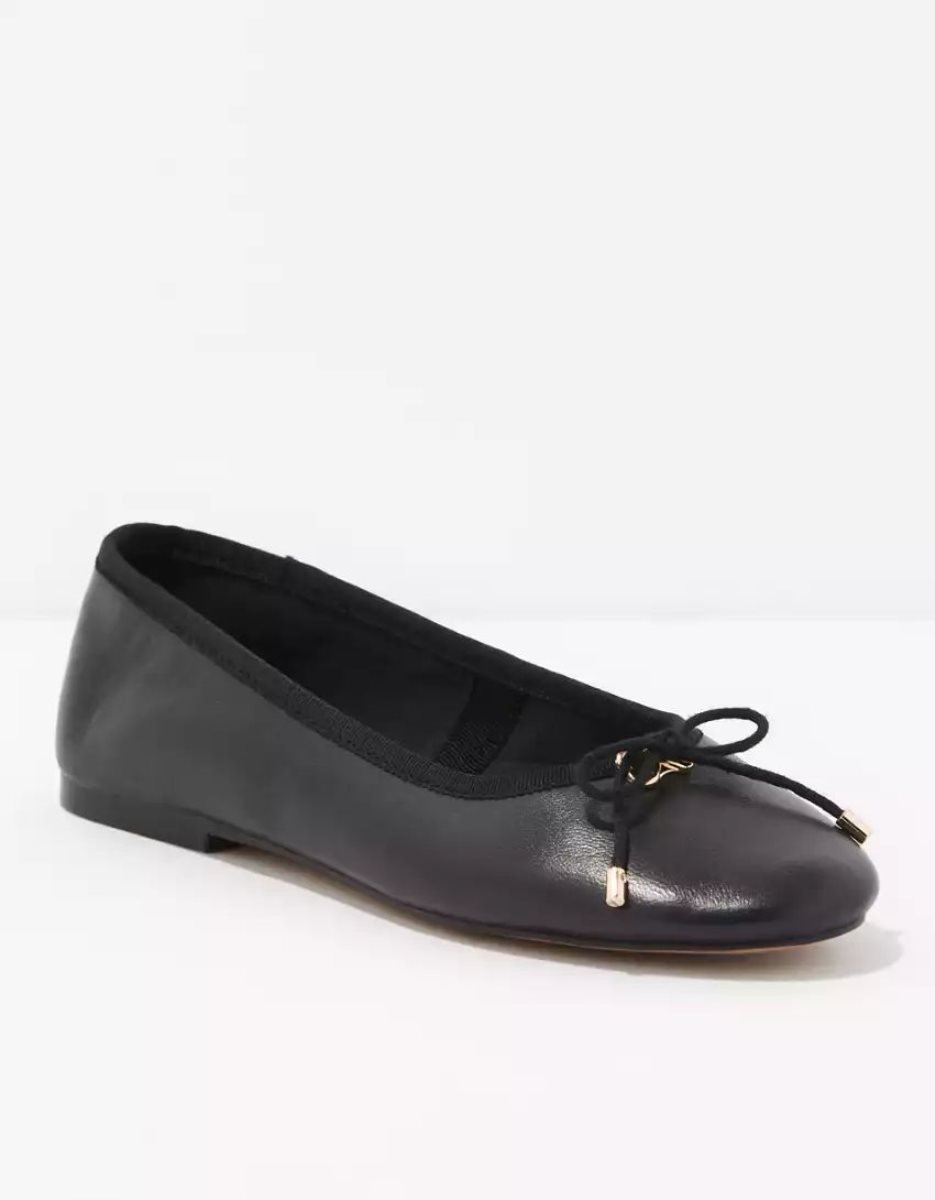 Loafers American Eagle Blossoms Black Cuir Noir Femme | EBG-72150740